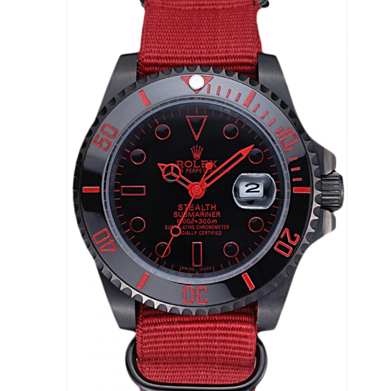 MiroTime 0710 Rolex Stealth Submariner Red Nylon Strap 622010